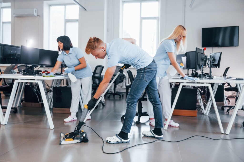 Commercial office cleaning of floors